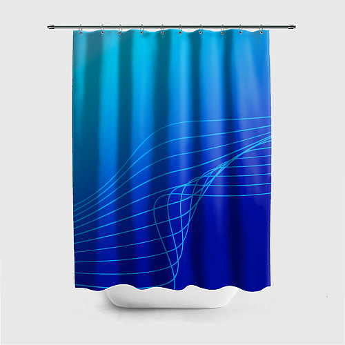 Шторка для ванной Синий градиент полосы / 3D-принт – фото 1