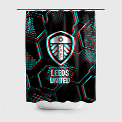 Шторка для ванной Leeds United FC в стиле glitch на темном фоне