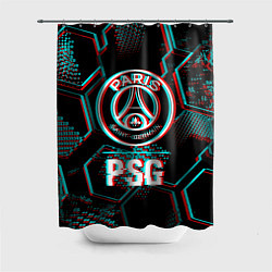 Шторка для ванной PSG FC в стиле glitch на темном фоне