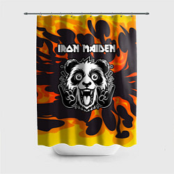 Шторка для ванной Iron Maiden рок панда и огонь