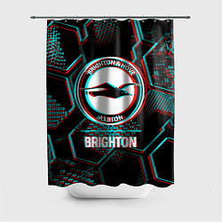 Шторка для ванной Brighton FC в стиле glitch на темном фоне