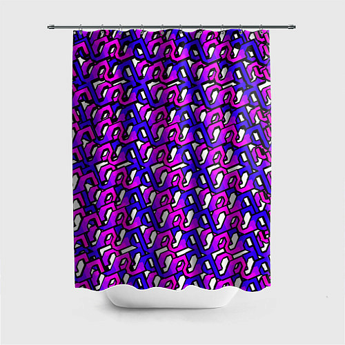 Шторка для ванной Фиолетовый узор и чёрная обводка / 3D-принт – фото 1