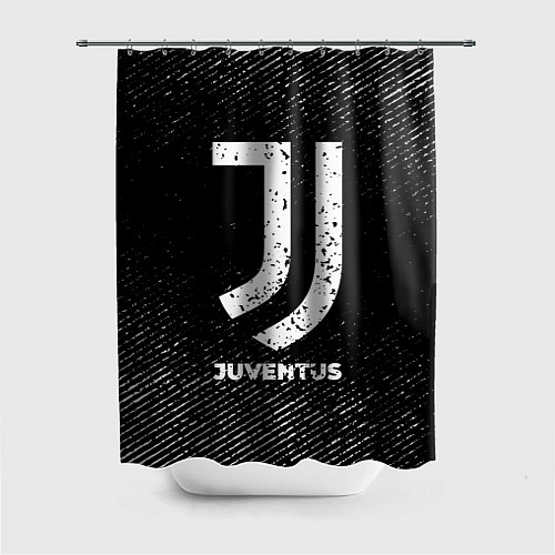 Шторка для ванной Juventus с потертостями на темном фоне / 3D-принт – фото 1