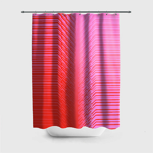 Шторка для ванной Красные градиентные линии / 3D-принт – фото 1