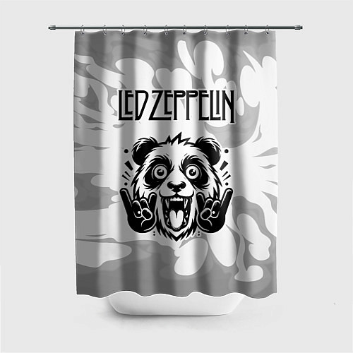 Шторка для ванной Led Zeppelin рок панда на светлом фоне / 3D-принт – фото 1