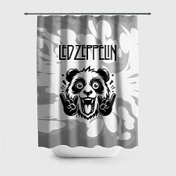 Шторка для ванной Led Zeppelin рок панда на светлом фоне