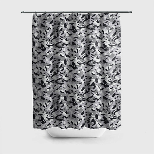 Шторка для ванной Пикселированный городской серый камуфляж / 3D-принт – фото 1