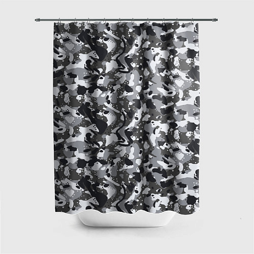 Шторка для ванной Пиксельный камуфляж серого цвета / 3D-принт – фото 1