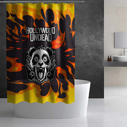 Шторка для душа Hollywood Undead рок панда и огонь, цвет: 3D-принт — фото 2