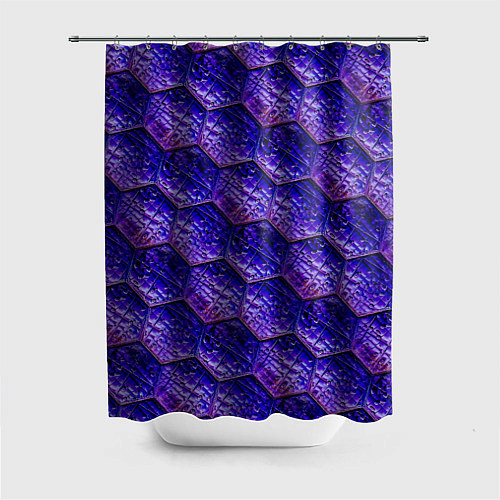 Шторка для ванной Сине-фиолетовая стеклянная мозаика / 3D-принт – фото 1