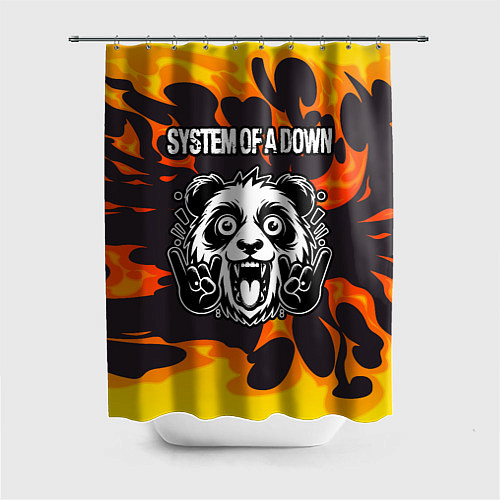 Шторка для ванной System of a Down рок панда и огонь / 3D-принт – фото 1