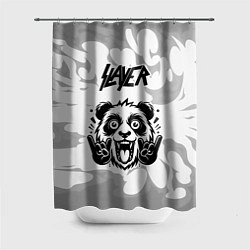 Шторка для душа Slayer рок панда на светлом фоне, цвет: 3D-принт