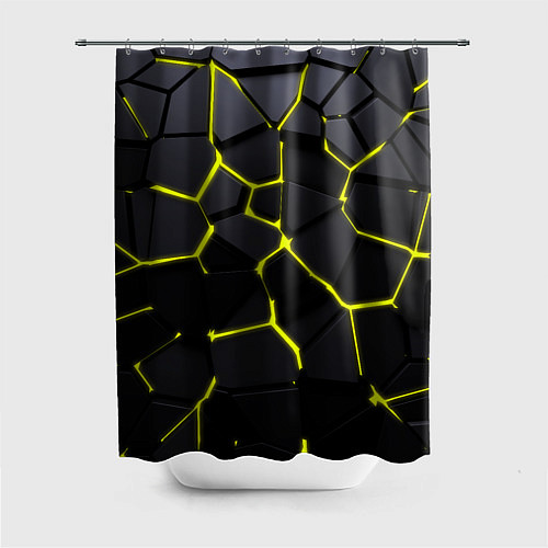 Шторка для ванной Желтые плиты киберпанк / 3D-принт – фото 1
