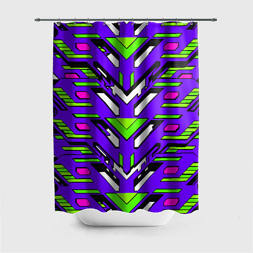 Шторка для ванной Техно броня фиолетово-зелёная / 3D-принт – фото 1