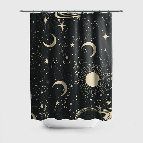 Шторка для ванной Звёздная карта с лунами и солнцем / 3D-принт – фото 1