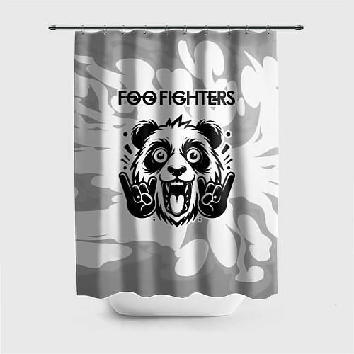 Шторка для ванной Foo Fighters рок панда на светлом фоне / 3D-принт – фото 1