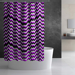 Шторка для душа Фиолетовые и белые ломаные линии, цвет: 3D-принт — фото 2