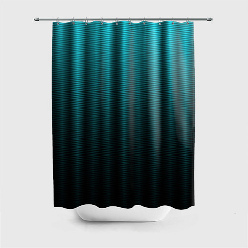 Шторка для ванной Градиент полосатый чёрно-бирюзовый / 3D-принт – фото 1