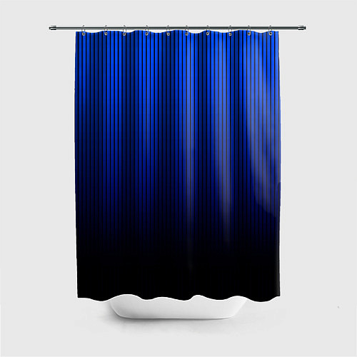 Шторка для ванной Полосатый градиент сине-чёрный / 3D-принт – фото 1