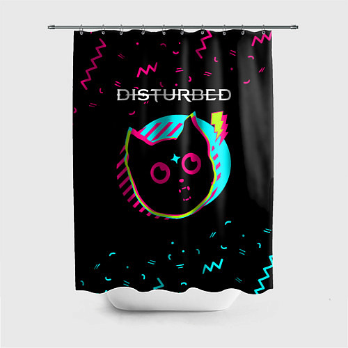 Шторка для ванной Disturbed - rock star cat / 3D-принт – фото 1