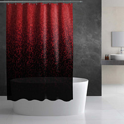 Шторка для душа Градиент мозаика красно-чёрный, цвет: 3D-принт — фото 2