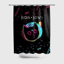 Шторка для душа Bon Jovi - rock star cat, цвет: 3D-принт