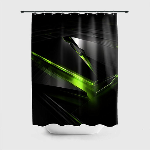 Шторка для ванной Зеленая абстрактная конструкция в стиле nvidia / 3D-принт – фото 1
