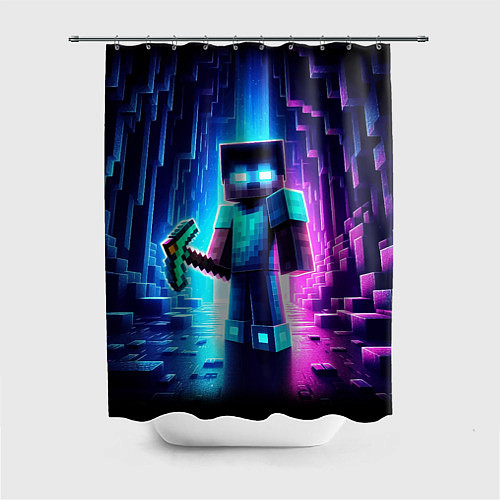 Шторка для ванной Minecraft - neon character ai art / 3D-принт – фото 1