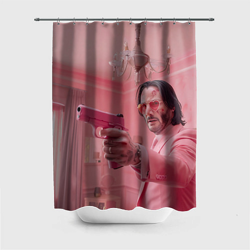 Шторка для ванной Джон Уик в розовом костюме / 3D-принт – фото 1