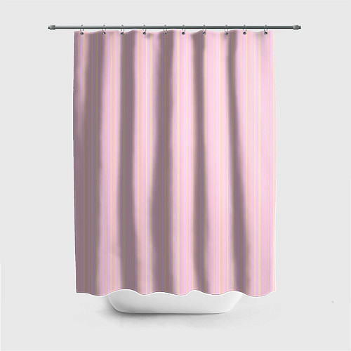Шторка для ванной Бледный розово-жёлтый полосатый / 3D-принт – фото 1