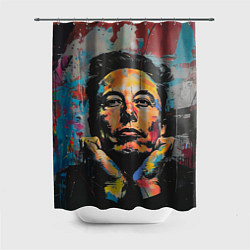 Шторка для ванной Илон Маск граффити портрет