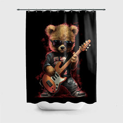 Шторка для душа Плюшевый медведь музыкант с гитарой, цвет: 3D-принт