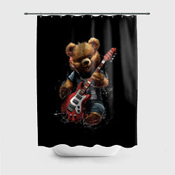 Шторка для ванной Большой плюшевый медведь играет на гитаре
