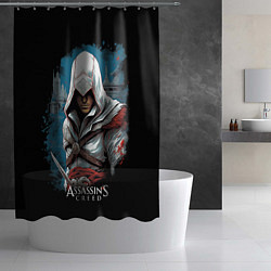 Шторка для душа Assassins creed белый костюм, цвет: 3D-принт — фото 2