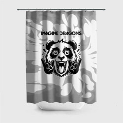 Шторка для ванной Imagine Dragons рок панда на светлом фоне