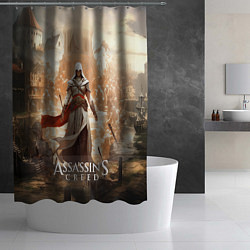 Шторка для душа Assassins creed старинный город, цвет: 3D-принт — фото 2
