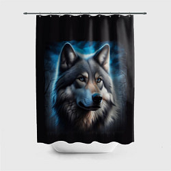 Шторка для душа Красивый портрет волка, цвет: 3D-принт