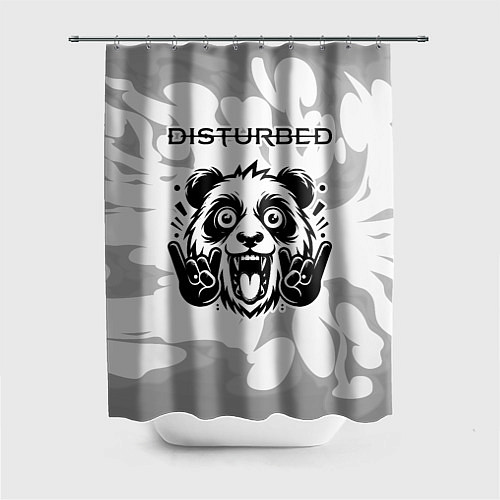 Шторка для ванной Disturbed рок панда на светлом фоне / 3D-принт – фото 1