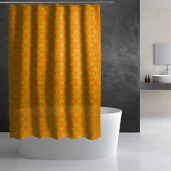 Шторка для душа Паттерн из окружностей оранжевый, цвет: 3D-принт — фото 2