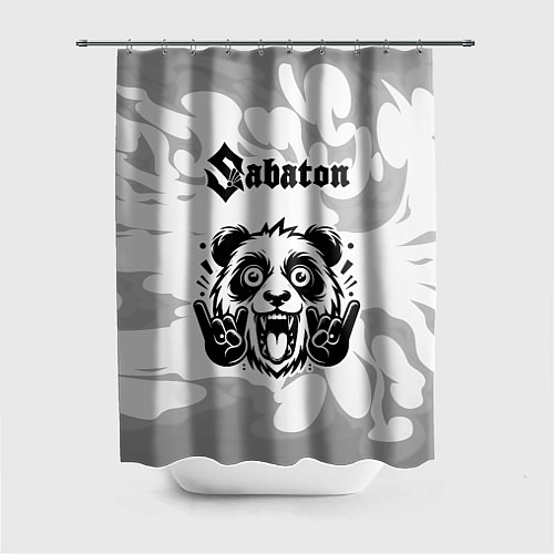 Шторка для ванной Sabaton рок панда на светлом фоне / 3D-принт – фото 1