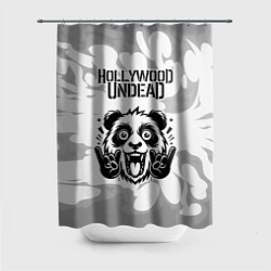 Шторка для ванной Hollywood Undead рок панда на светлом фоне