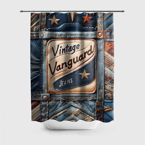 Шторка для ванной Vintage vanguard jeans - patchwork / 3D-принт – фото 1