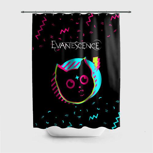 Шторка для ванной Evanescence - rock star cat / 3D-принт – фото 1
