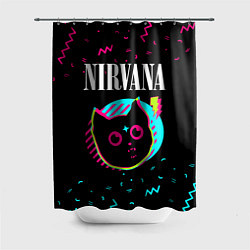 Шторка для душа Nirvana - rock star cat, цвет: 3D-принт