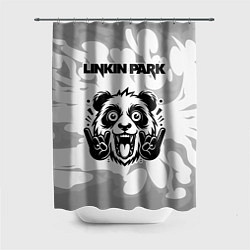 Шторка для ванной Linkin Park рок панда на светлом фоне