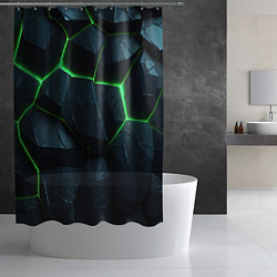 Шторка для душа Abstract dark green geometry style, цвет: 3D-принт — фото 2