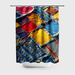 Шторка для ванной Colorful denim patchwork - ai art
