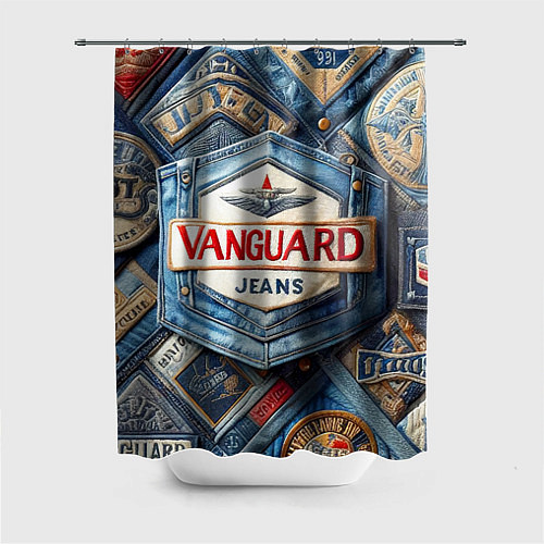 Шторка для ванной Vanguard denim patchwork - ai art / 3D-принт – фото 1