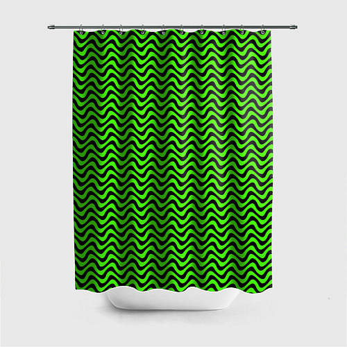 Шторка для ванной Искажённые полосы кислотный зелёный / 3D-принт – фото 1