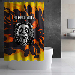 Шторка для душа Breaking Benjamin рок панда и огонь, цвет: 3D-принт — фото 2